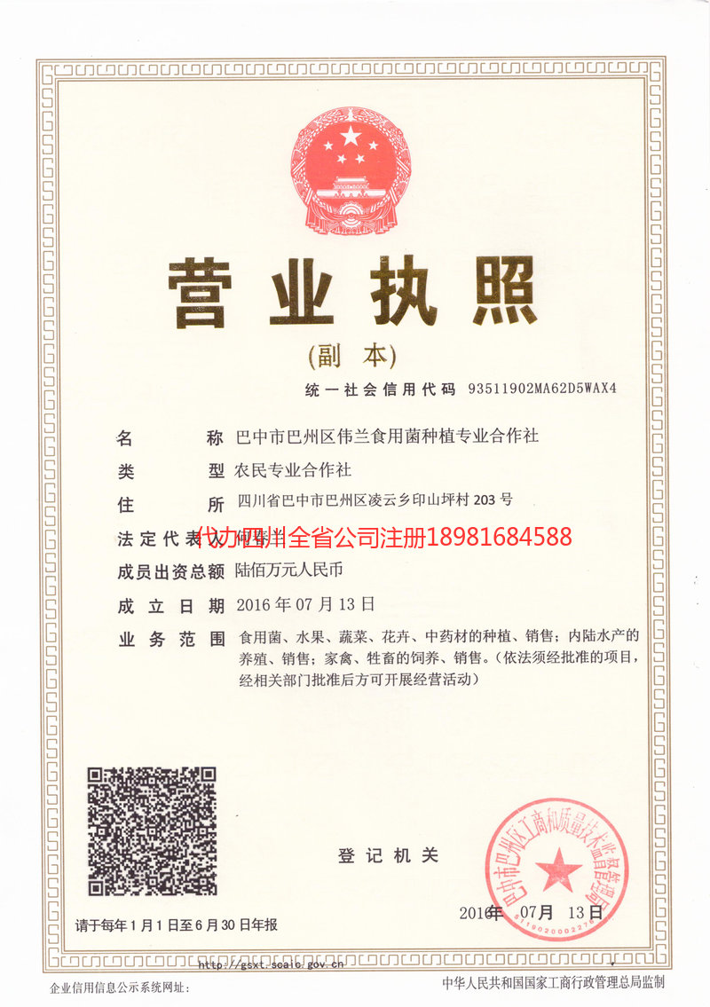 阿坝藏族羌族自治州阿坝藏族羌族自治州伟兰食用菌种植专业合作社